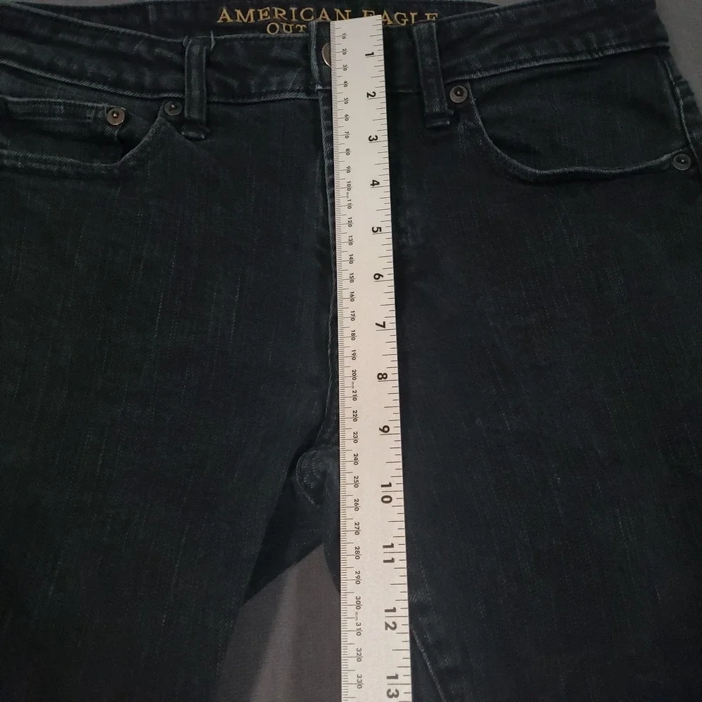 American Eagle Slim Straight‎ Jeans Mens 30x32 Black Dark Wash Stretch Denim